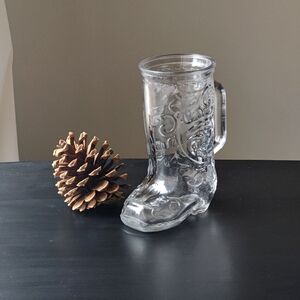 Vintage glass cowboy boot 👢🍺 shaped mug with handle | 12 oz